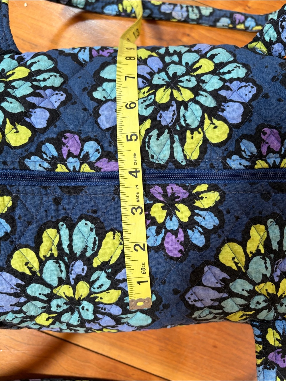 Vera Bradley Navy Quilted Floral Duffel Weekender Bag - Picture 9 of 13